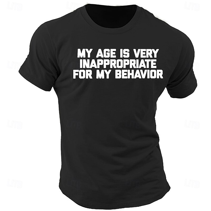 Men's Funny Letter Print T Shirt Tee Top 100% Cotton Short Sleeve Graphic Shirt Heather Gray Black Light Blue Comfortable Tee Street Sports Outdoor Fashion Designer Clothing4