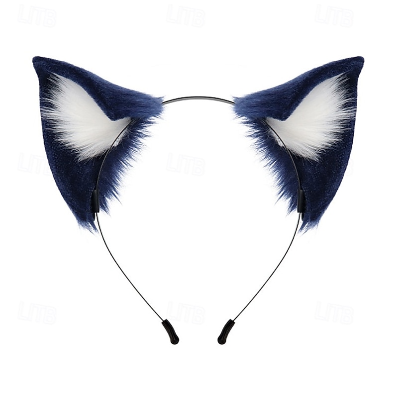 Women Girls Lolita Plush Hair Ornaments Animal Cat Ears Headband Carnival Party Hair Hoops Anime Wolf Ear Cosplay Fancy Props3
