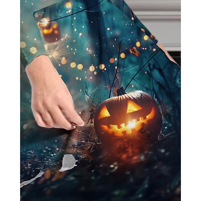 Girls' 3D Graphic Pumpkin Dress Long Sleeve Spring Fall Daily Holiday Vacation Princess Beautiful Sweet Kids 4-12 Years Casual Dress A Line Dress Knee-length Polyester Regular Fit4