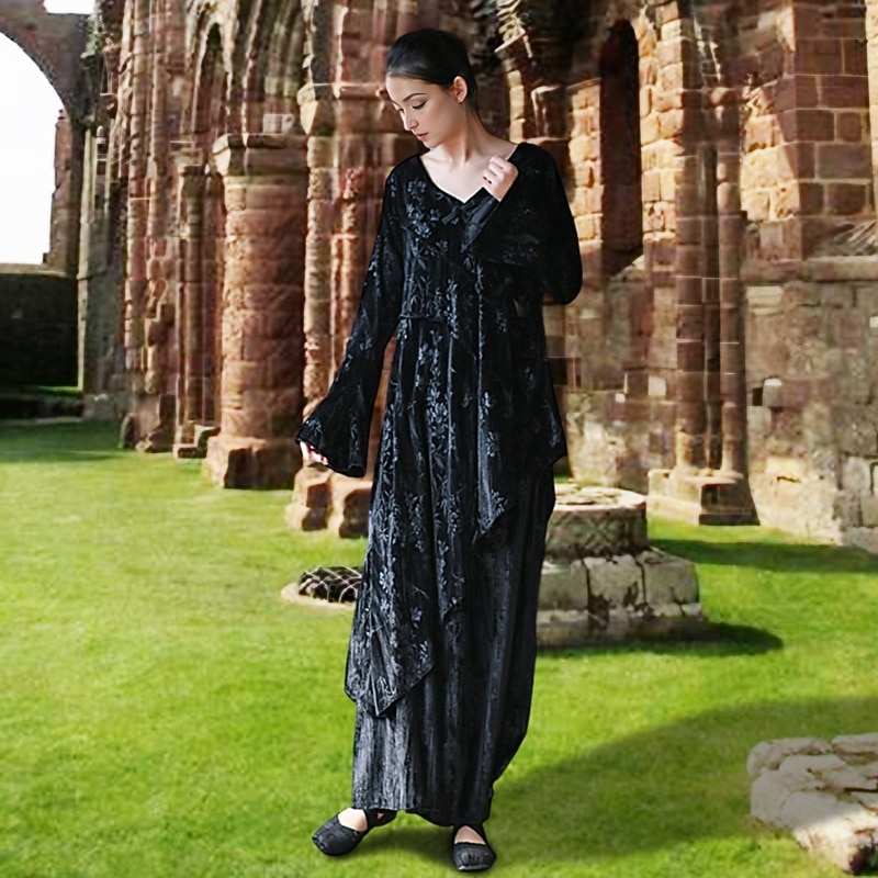 Retro Vintage Medieval Dress Solid Color Fancy Dress Women's Masquerade Party / Evening Adults' Dress3