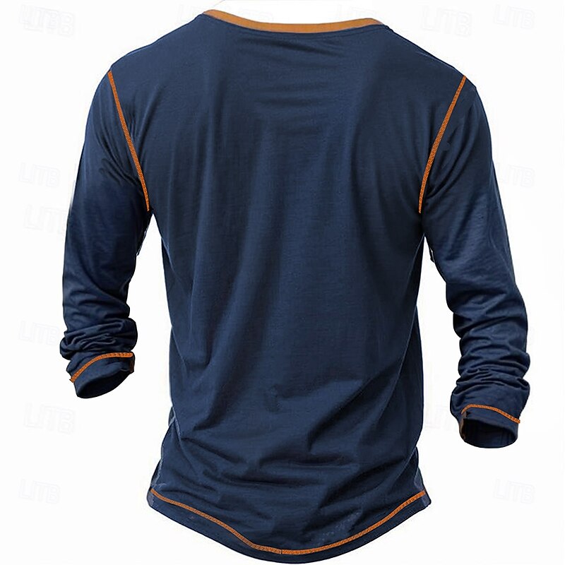 Men's Oktoberfest Cow Arrow Henley Shirt Long Sleeve 3D Printing Vacation Daily Street Casual Daily Winter Spring &  Fall Dark Blue Henley Henley T-Shirt3