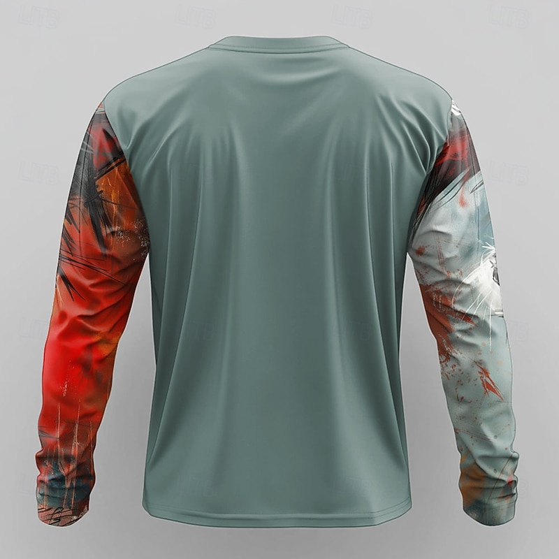 Men's Dog Funny T Shirt Long Sleeve T shirt 3D Print Crew Neck Shirt Designer Retro Vintage Street Casual Daily Lake Blue Summer Spring Fall Clothing Apparel S M L XL XXL XXXL2