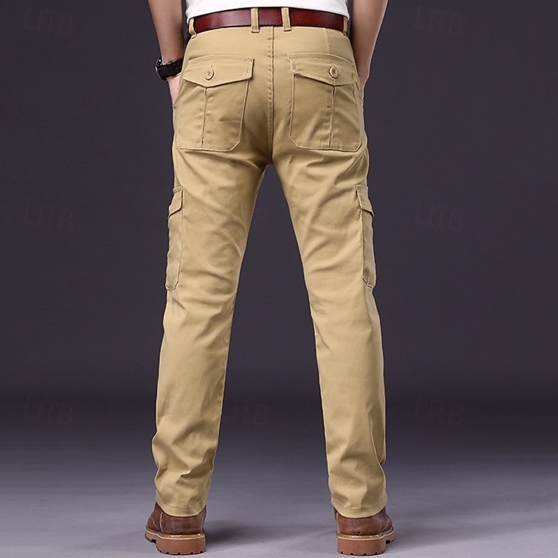 Men's Cargo Pants Trousers Work Pants Buttons Multi Pocket Plain Wearable Outdoor Daily Camping & Hiking Fashion Classic Black Navy Blue3