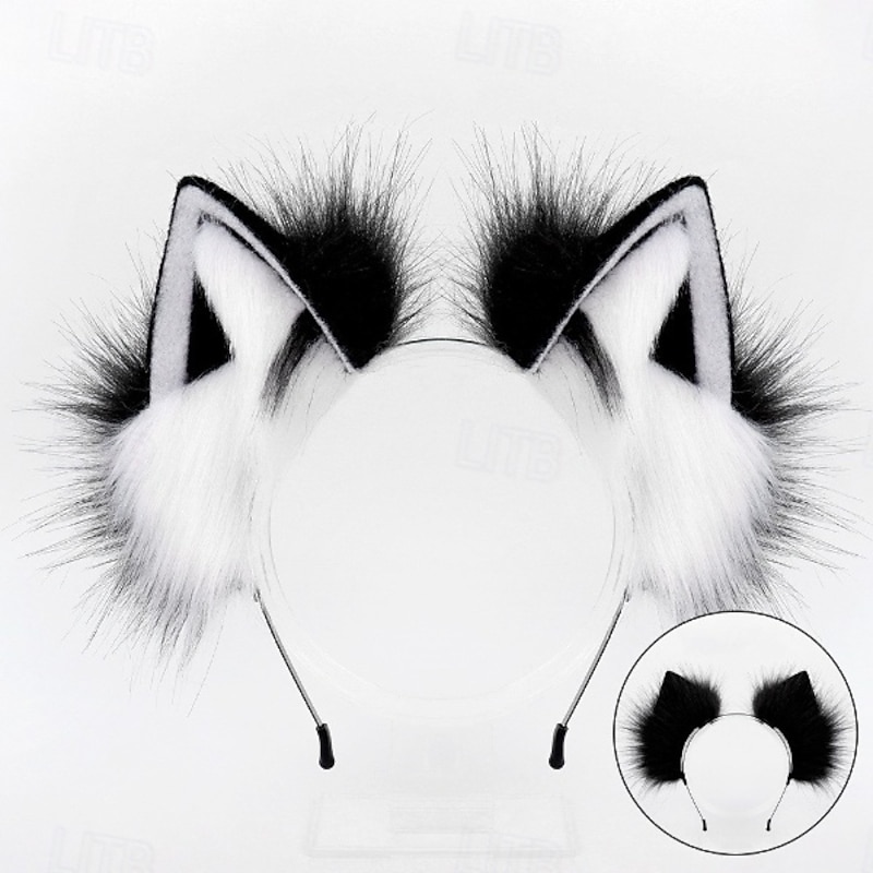 Fox Costume for Girls Fox Ears Tail Kid Cat Wolf Ears Fluffy Furry Tail Carnival Cos Accessories4