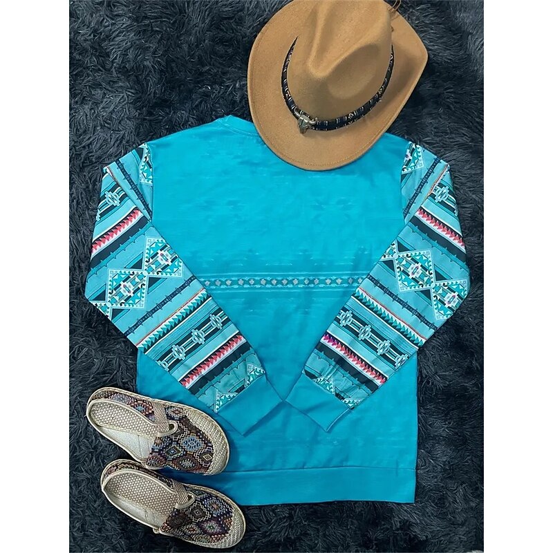 Women's Sweatshirt Tribal Street Dailywear Print Vintage Ethnic Casual Crew Neck Long Sleeve Micro-elastic Fall Winter Comfrt Breathable Soft Fabric2