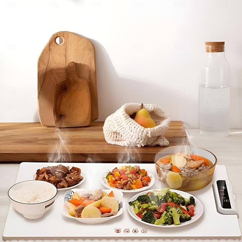 Food Warmer Mat Adjustable Food Warmer Silicone Electric Heating Tray for Food Full Surface Heating Nano-Material Silicone Heating Tray Roll Up3