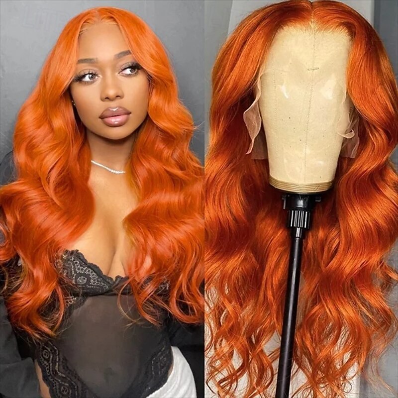 Ginger Color Transparent Lace Human Hair Wig 13*4 Body Wave Human Hair Wig 150% Density4
