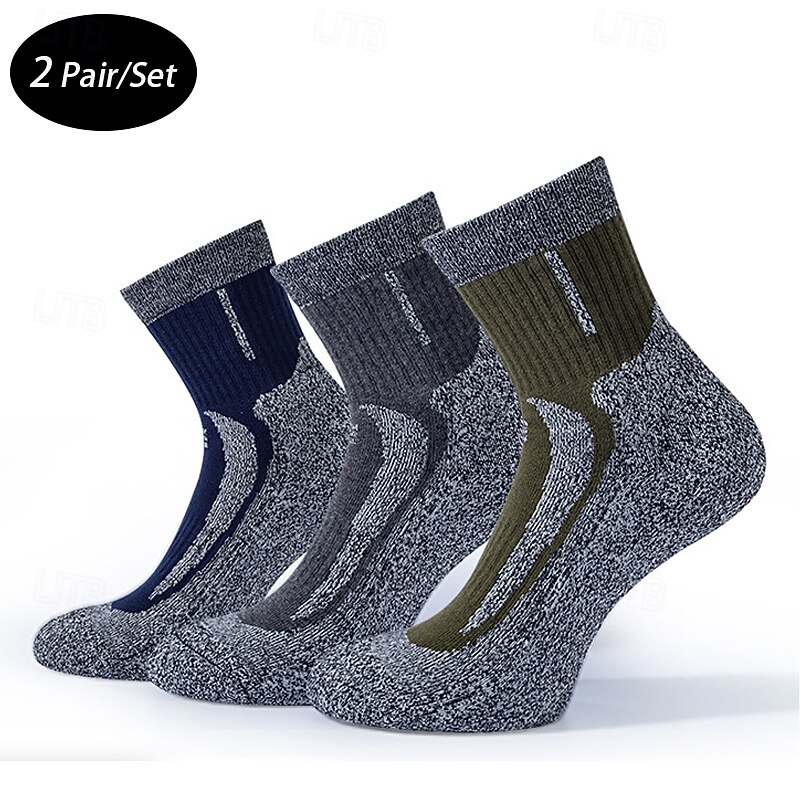Men's 2 Pairs Multi Packs Socks Running Socks Casual Socks Long Socks Army Green Dark Blue Color Color Block Sports & Outdoor Daily Vacation Basic Medium Spring Fall Fashion Casual
