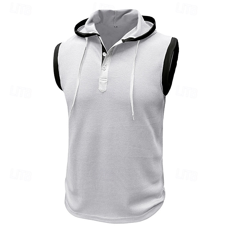 Men's Waffle Shirt Tank Top Undershirt Sleeveless Shirt Sleeveless V Neck Summer Plain Fashion Designer Muscle V Neck Outdoor Going out Gym Black White Red Top Tee for Men3