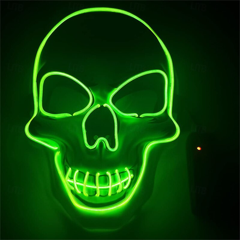 Halloween LED Mask Light up Scary Skull Face Cover Glowing Halloween Skull Cover for Cosplay Halloween Party Supplies Favor3