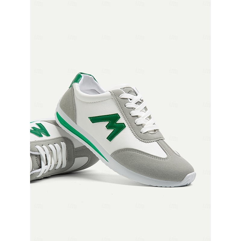 Women's Retro Style White and Green Casual Sneakers, Perfect for Daily Wear and Light Sports Activities4