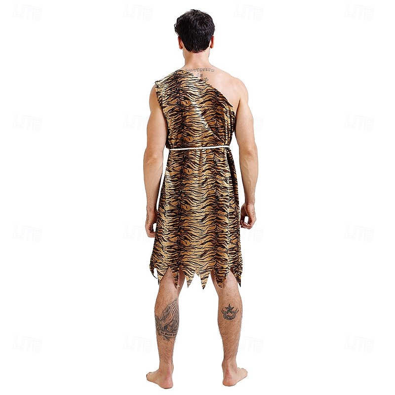 Savage Primitive man Halloween Cosplay Costume Fancy Costume Cosplay Halloween Adults' Men's Halloween Carnival Easy Halloween Costumes Dress Up4