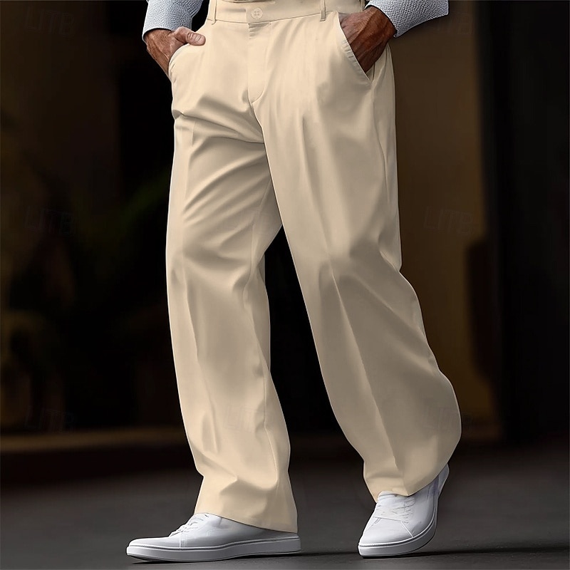 Men's Trousers Dress Pants Slacks Casual Pants Suit Pants Front Pocket Straight Leg Plain Comfort Soft Full Length Outdoor Business Daily Fashion Streetwear Black White3