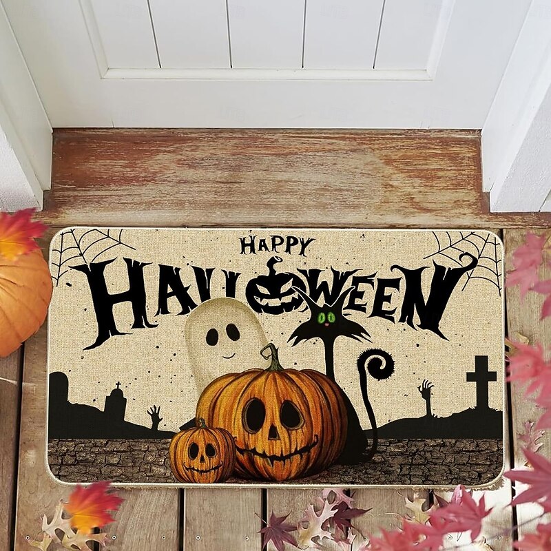 Halloween Decorations Pumpkin Ghosts Doormat Kitchen Mat Floor Mat Non-Slip Area Rug Oil Proof Rug Indoor Outdoor Mat Bedroom Decor Bathroom Mat Entrance Rug