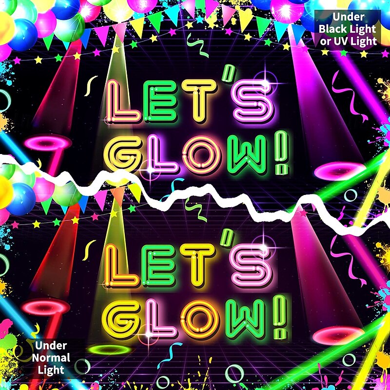Blacklight Tapestry UV Reactive Glow in the Dark Glow Party Neon Party Ideas Glow Sticks Party Hanging Tapestry Wall Art Mural for Living Room Bedroom3