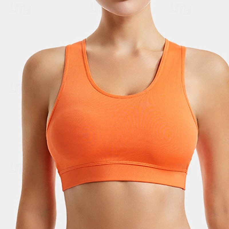 Women's Light Support Sports Bra Running Bra Removable Pad Bounce Control Bra Top Padded Fitness Leisure Sports Running Breathable Lightweight Soft Dark Pink Black White Solid Colored4