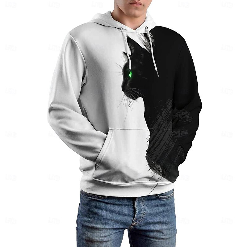 Men's Hoodie Hoodies Sweatshirt Fashion Daily Long Sleeve Hooded Vacation Streetwear Black Printing Winter Spring &  Fall Designer2