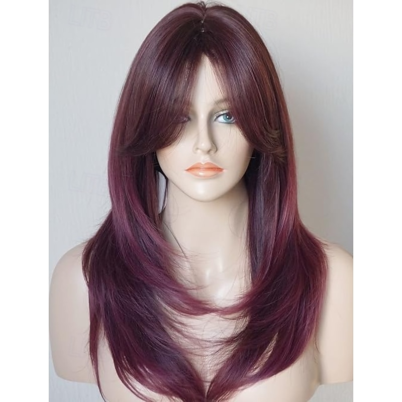 wig with bangs Layered Wigs for white Women wig Synthetic Wigs Flow out Curl for White Women3