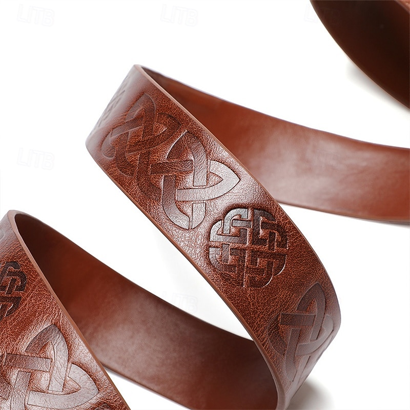 Men's Belt Waist Belt Black Brown PU Retro Adjustable Plain Outdoor Daily4