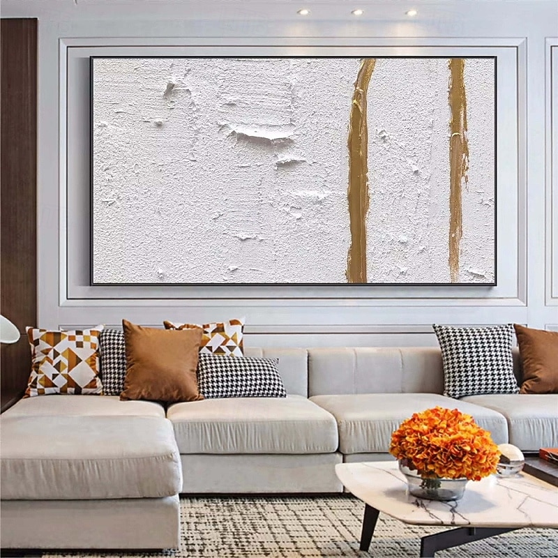 3D gold oil painting handmade Abstract  Brown And White Art Oil Paintings On Canvas hand painted  gold white Painting Modern texture oil painting Wall Decor for bedroom living room artwork painting3