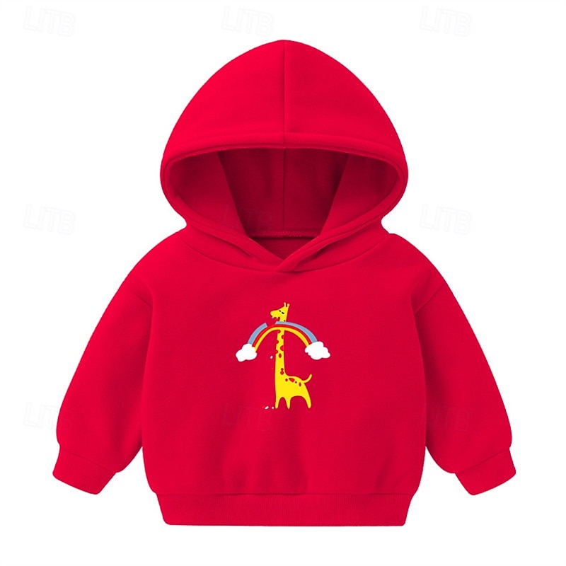 Boys Girls' 3D Giraffe Hoodie Long Sleeve Fall Winter Fashion Basic Little Kids(4-7ys) 4-7 Years Hooded Outdoor Casual Daily Regular Fit