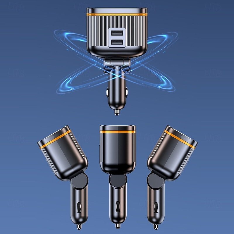 Car Chargers 145W High Power Charging Adapter 2-Socket Power Splitter 12-24V with PD Type-C USB Ports LED Voltage Display for Car Truck SUV3