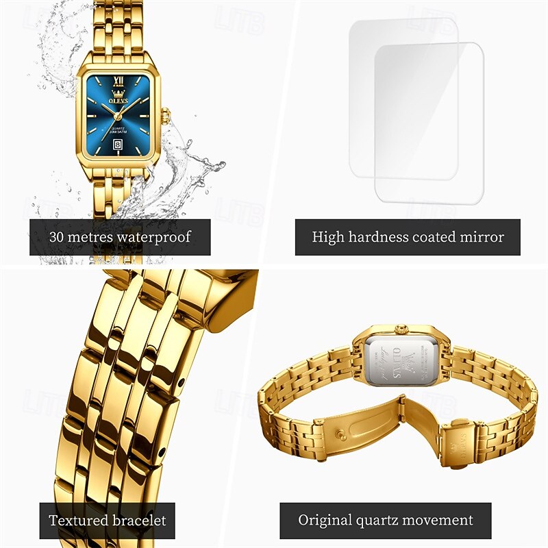 New Olevs Olevs Brand Fashion Tide Women'S Watches Luminous Calendar Versatile Square Small Dial Quartz Watch Waterproof Leisure Sports Ladies Wristwatch2