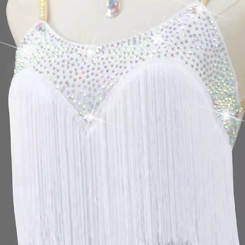 Latin Dance Dress Rhinestone Tassel Women's Performance Clothes Sleeveless Rumba Salsa Chacha Stage Costume4