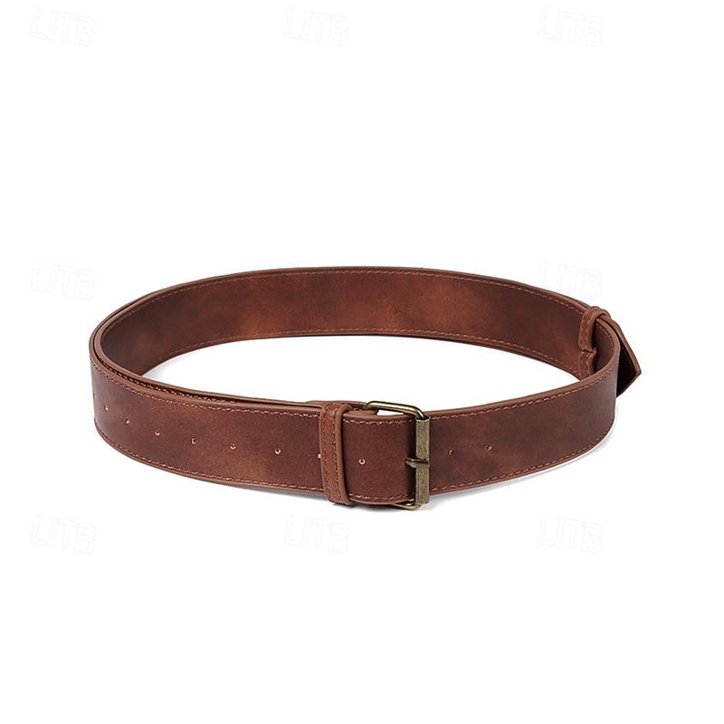 Men's Belt Waist Belt Black Brown PU Retro Adjustable Plain Outdoor Daily3