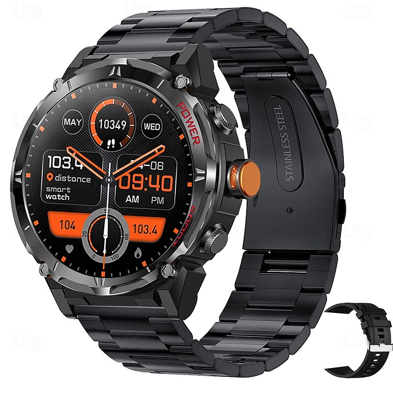 iMosi Y8 Smart Watch 1.43 inch Smartwatch Fitness Running Watch Bluetooth Pedometer Call Reminder Activity Tracker Compatible with Android iOS Men GPS Long Standby Hands-Free Calls IP 67 52mm Watch