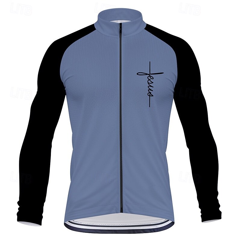 Men's Cycling Jersey Graphic Long Sleeve Bike Tee Tshirt Top with 3 Rear Pockets Mountain Bike MTB Road Bike Cycling Quick Dry Front Zipper Wicking Sports Blue Purple Orange Clothing Apparel2