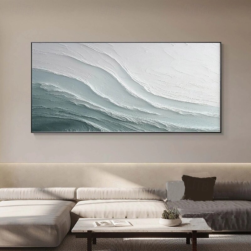 Oil painting handpainted Ocean Wave Oil Painting handmade Abstract Texture Blue Ocean Wave Painting Minimalist Painting Custom Blue Sea Wall Art painting for bedroom office decoration2