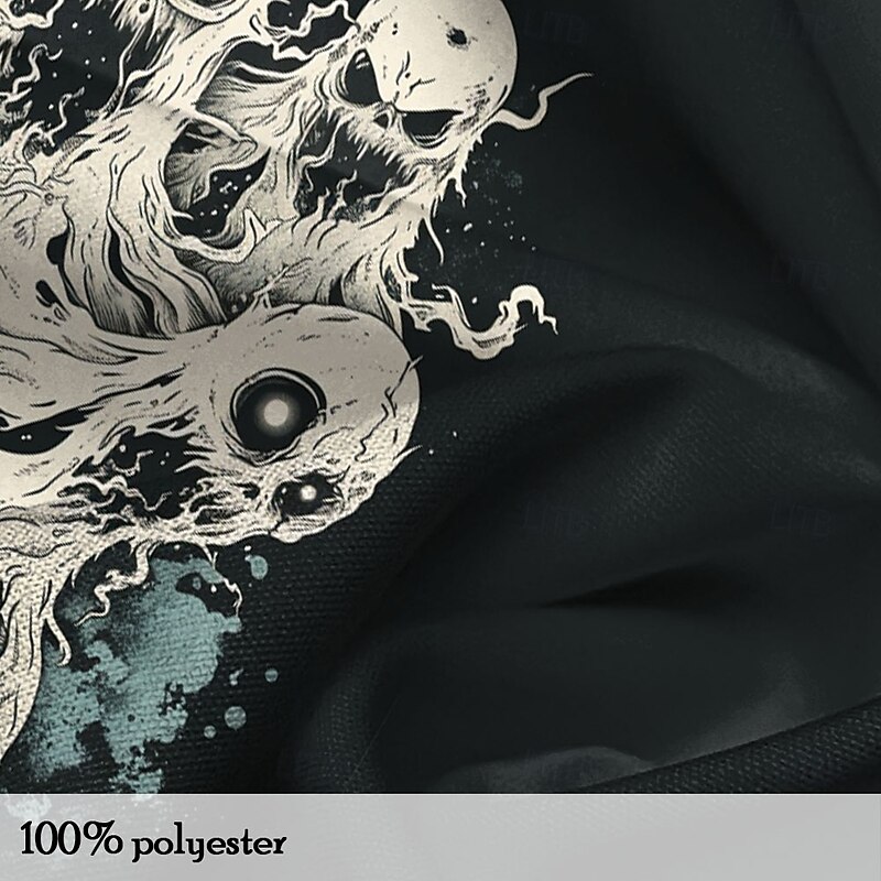 Halloween Men's Halloween Costumes Button Up Shirt Long Sleeve Horror Dark Party Evening Wear Fall Winter Spring & Summer Shirt Collar 3D Print Black2