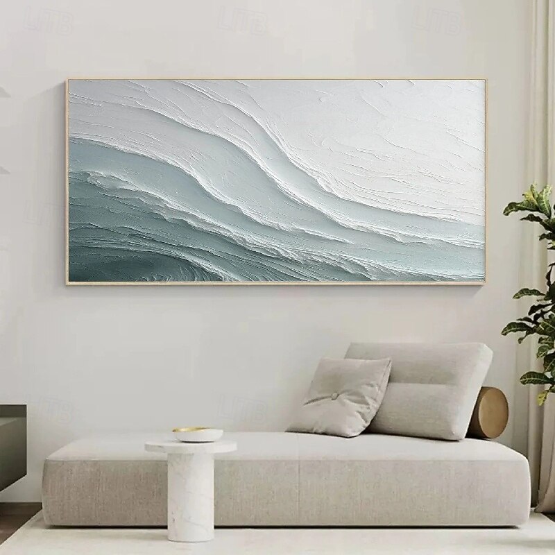 Oil painting handpainted Ocean Wave Oil Painting handmade Abstract Texture Blue Ocean Wave Painting Minimalist Painting Custom Blue Sea Wall Art painting for bedroom office decoration