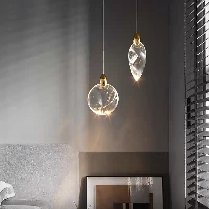 LED Pendant Light Warm White 20cm 2-Light Industrial Clear Glass Crystal Modern Kitchen LOFT Hanging Light Vintage Chandelier for Kitchen Island 110-240V2