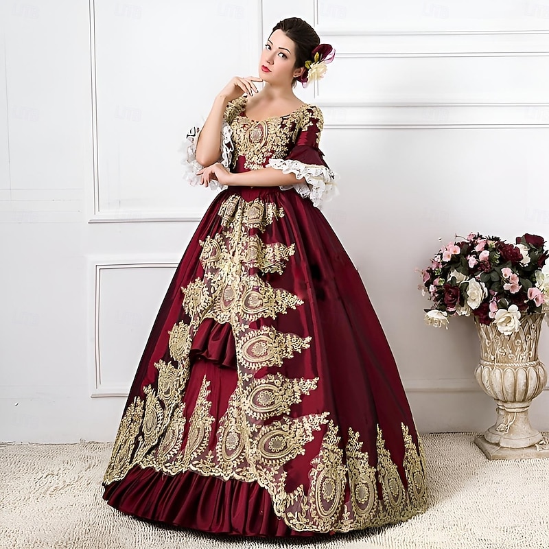Rococo Victorian 18th Century Floor Length Long Length Dress Party Costume Masquerade Plus Size Normal Customized Floral Ball Gown Fancy Dress Women's Royal Party Prom Carnival of Venice Dress