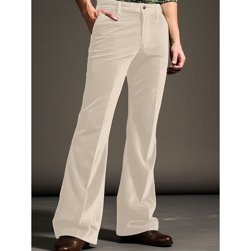 Men's Dress Pants Flared Pants Bell Bottom Trousers Suit Pants Pocket Plain Comfort Breathable Outdoor Daily Going out Fashion Casual Blue Green4