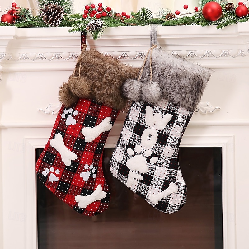Christmas Decorations, Plaid Fur-Collar Socks, Christmas Tree Ornaments, and Cartoon Candy Bags2
