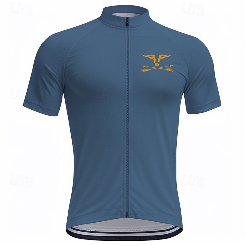 Men's Cycling Jersey Graphic Short Sleeve Bike Tee Tshirt Top with 3 Rear Pockets Mountain Bike MTB Road Bike Cycling Quick Dry Front Zipper Wicking Sports Blue Green Khaki Clothing Apparel2