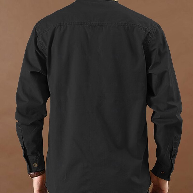 Men's American US Flag Work Shirt Western Shirt Cargo Shirt Long Sleeve Casual Tactical Sports & Outdoor Going out Winter Spring &  Fall Turndown Print Black Army Green Blue Khaki2