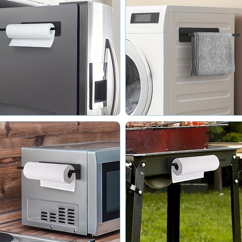 Magnetic Wrought Iron Paper Towel Holder – Punch-Free Kitchen Storage Rack for Refrigerator & RV, Fits Most Rolls, Plastic Wrap & Towels4