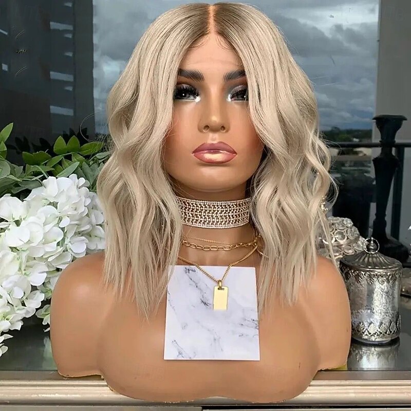 Unprocessed Virgin Hair 13x4 Lace Front Wig Short Bob Brazilian Hair Wavy Multi-color Wig 130% 150% Density Highlighted / Balayage Hair Natural Hairline Glueless For Women Short Human Hair Lace Wig2