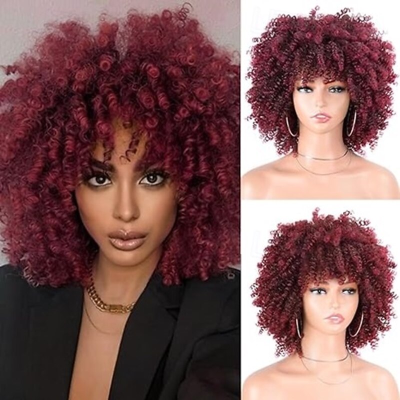 Synthetic Wig Short Curly Afro Wig Kinky Curly Hair Wig  Afro Wigs Soft and Fluffy Like a Bomb Daily Use