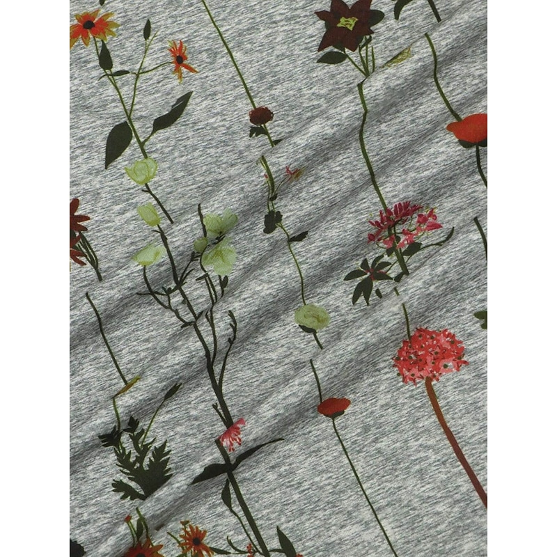 Women's T shirt Crew Neck Long Sleeve Tunic Casual Print Regular Tops Daily Gray Spring Fall4