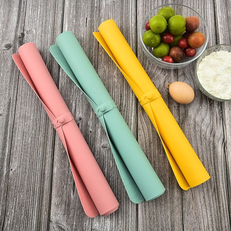 Extra Large Silicone Pastry Mat - 3mm Thick Non-Stick Dough Rolling Mat with Measurements, Perfect for Baking, Kneading, Rolling Dough, and Crafting, Easy to Clean and Durable Kitchen Tool, 65x40 cm