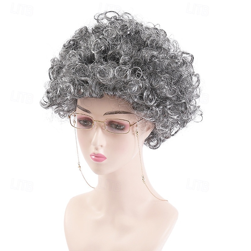 Grandma Wig Old Lady Costume for Women Halloween Cosplay Party Wigs