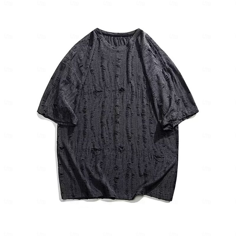 Men's Shirt T Shirt Short Sleeve Shirt Knit Tee Short Sleeve Collar Round Neck Spring & Summer Plain Fashion Vintage Style Casual Vacation Casual Holiday Black Beige Coffee Top Tee for Men3