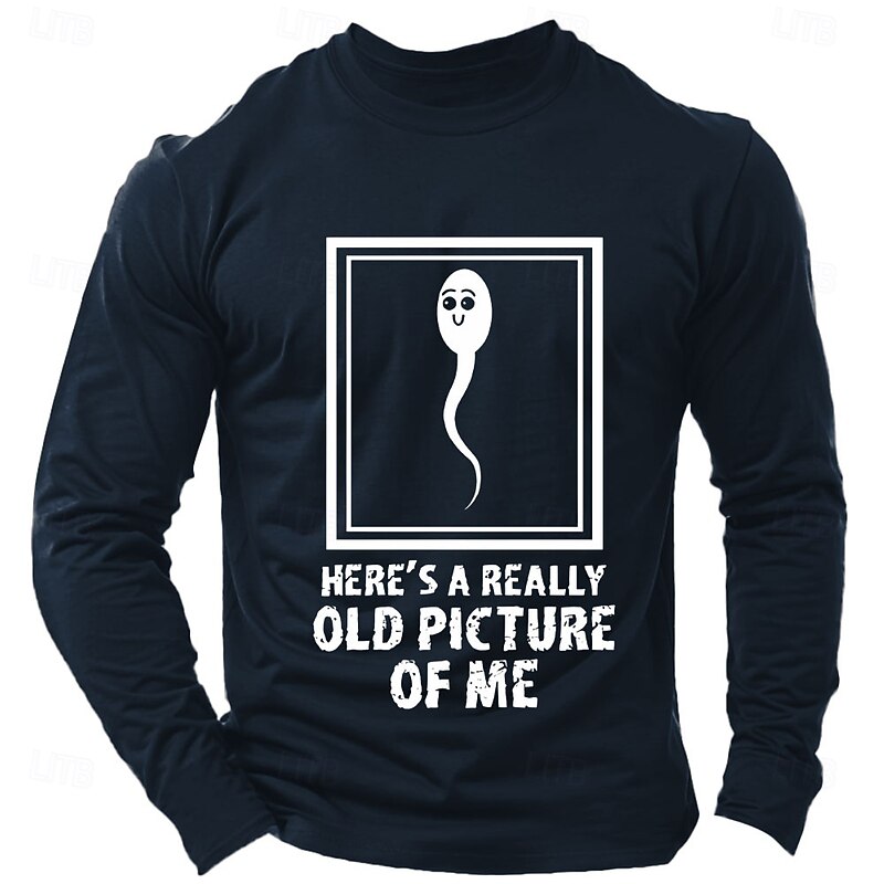 Men's Word / Phrase abstract T Shirt Long Sleeve Shirt 100% Cotton Long Sleeve Graphic Shirt Light Heather Grey Black Deep Blue Comfortable Tee Vacation Street Fashion Designer Clothing3