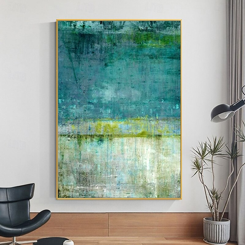 Mintura Handmade Green Abstract Oil Paintings On Canvas Modern Wall Art Room Decoration Picture For Home Decor Rolled Frameless Unstretched Painting