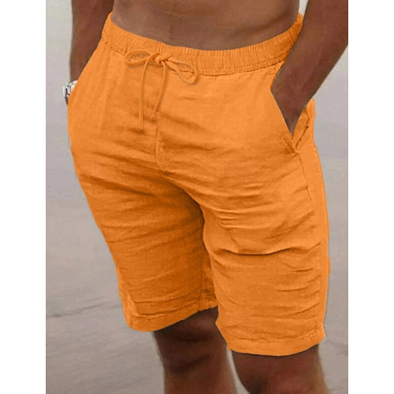 Men's Shorts Summer Shorts Beach Shorts Drawstring Elastic Waist Plain Breathable Knee Length Yoga Beach Hawaiian Casual White Green4